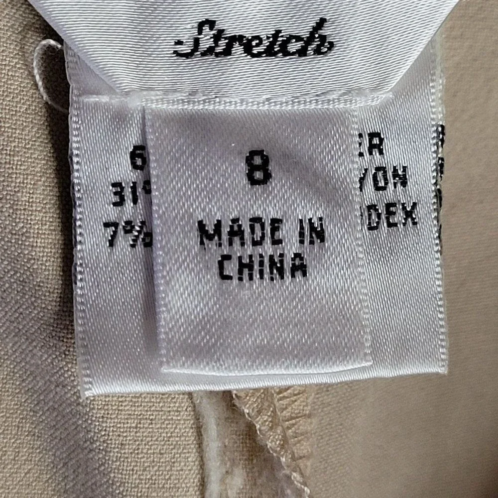 Vtg 90s Talbots High-Rise Flat Front Dress Pants Sz 8 Beige‎ Tapered Split Hem